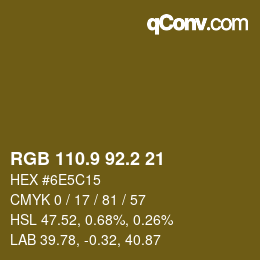 カラーコード: RGB 110.9 92.2 21 | qconv.com