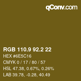 Color code: RGB 110.9 92.2 22 | qconv.com