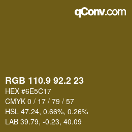 Color code: RGB 110.9 92.2 23 | qconv.com