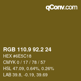 Color code: RGB 110.9 92.2 24 | qconv.com