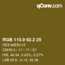 Color code: RGB 110.9 92.2 25 | qconv.com