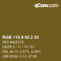 Color code: RGB 110.9 92.2 30 | qconv.com