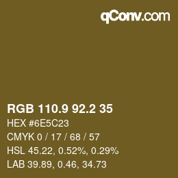 Color code: RGB 110.9 92.2 35 | qconv.com