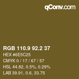 カラーコード: RGB 110.9 92.2 37 | qconv.com