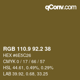 Farbcode: RGB 110.9 92.2 38 | qconv.com