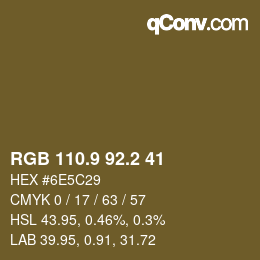 カラーコード: RGB 110.9 92.2 41 | qconv.com