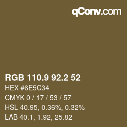 Farbcode: RGB 110.9 92.2 52 | qconv.com