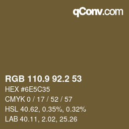 Code couleur: RGB 110.9 92.2 53 | qconv.com