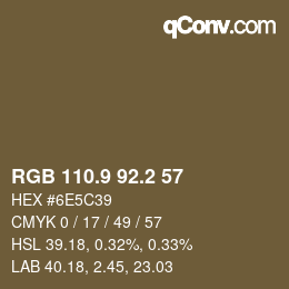 Farbcode: RGB 110.9 92.2 57 | qconv.com