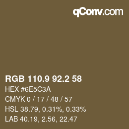 Color code: RGB 110.9 92.2 58 | qconv.com