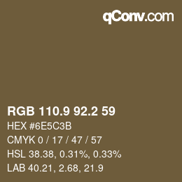 Color code: RGB 110.9 92.2 59 | qconv.com