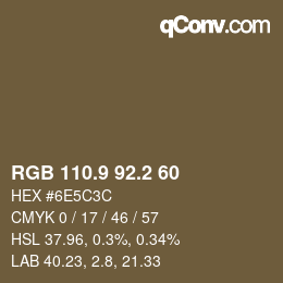 Color code: RGB 110.9 92.2 60 | qconv.com