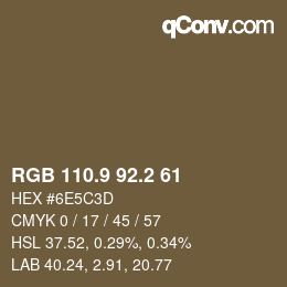 Color code: RGB 110.9 92.2 61 | qconv.com