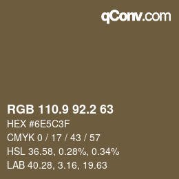 Color code: RGB 110.9 92.2 63 | qconv.com