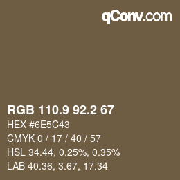 Color code: RGB 110.9 92.2 67 | qconv.com