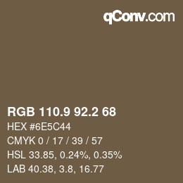 Color code: RGB 110.9 92.2 68 | qconv.com