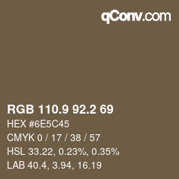 Color code: RGB 110.9 92.2 69 | qconv.com