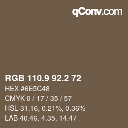 Color code: RGB 110.9 92.2 72 | qconv.com