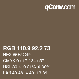 Color code: RGB 110.9 92.2 73 | qconv.com