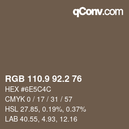 Color code: RGB 110.9 92.2 76 | qconv.com