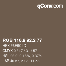 Color code: RGB 110.9 92.2 77 | qconv.com