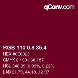 カラーコード: RGB 110 0.8 35.4 | qconv.com
