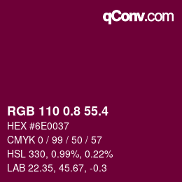 カラーコード: RGB 110 0.8 55.4 | qconv.com