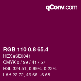 カラーコード: RGB 110 0.8 65.4 | qconv.com
