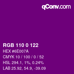 颜色代码: RGB 110 0 122 | qconv.com