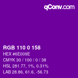 Color code: RGB 110 0 158 | qconv.com