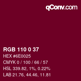 Color code: RGB 110 0 37 | qconv.com