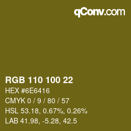Color code: RGB 110 100 22 | qconv.com