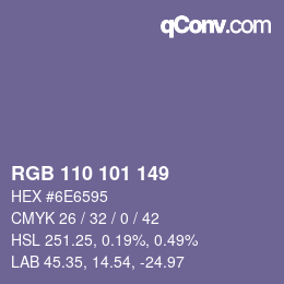 Farbcode: RGB 110 101 149 | qconv.com