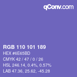 Color code: RGB 110 101 189 | qconv.com