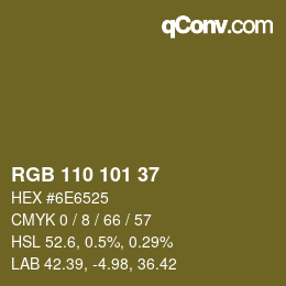Color code: RGB 110 101 37 | qconv.com
