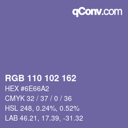 カラーコード: RGB 110 102 162 | qconv.com