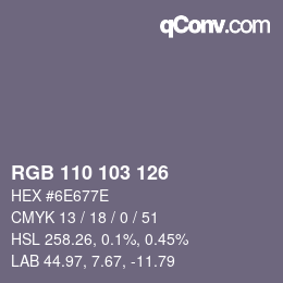 Color code: RGB 110 103 126 | qconv.com