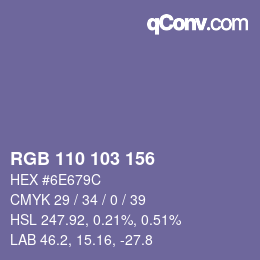 Color code: RGB 110 103 156 | qconv.com