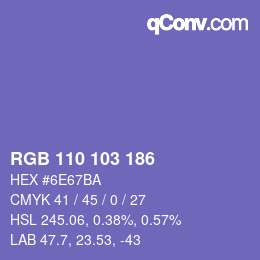 Color code: RGB 110 103 186 | qconv.com