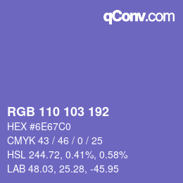 Color code: RGB 110 103 192 | qconv.com