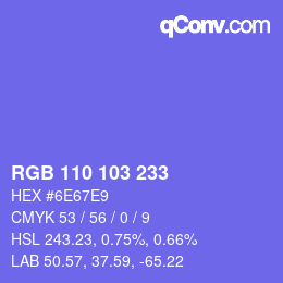 Color code: RGB 110 103 233 | qconv.com