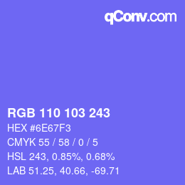 Color code: RGB 110 103 243 | qconv.com