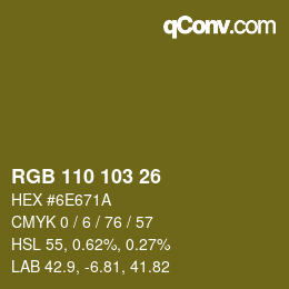 カラーコード: RGB 110 103 26 | qconv.com
