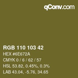 Color code: RGB 110 103 42 | qconv.com