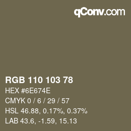 颜色代码: RGB 110 103 78 | qconv.com