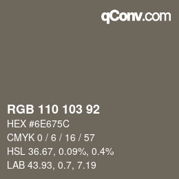 颜色代码: RGB 110 103 92 | qconv.com