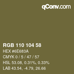 カラーコード: RGB 110 104 58 | qconv.com