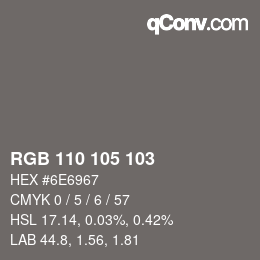 Color code: RGB 110 105 103 | qconv.com