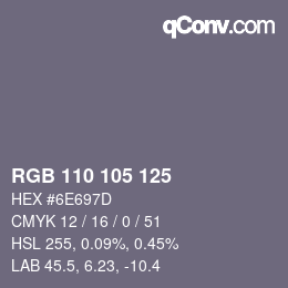 Color code: RGB 110 105 125 | qconv.com