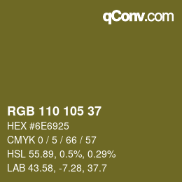 カラーコード: RGB 110 105 37 | qconv.com